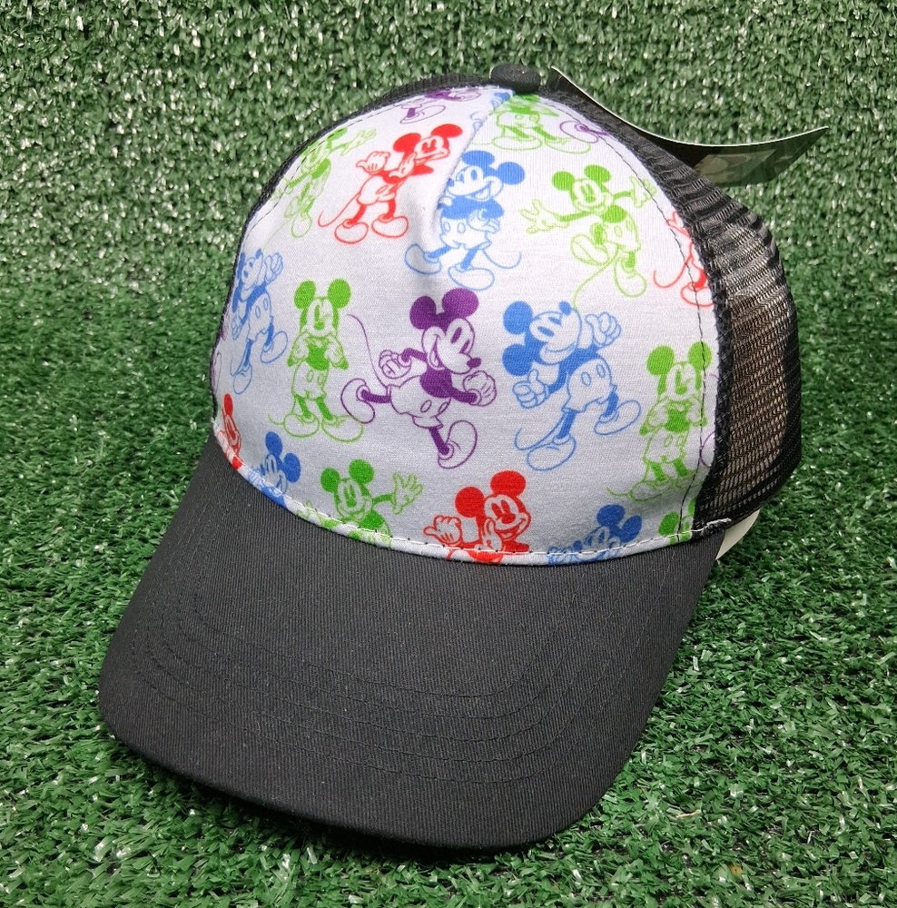 DISNEY MICKEY MOUSE BLACK CAP SNAPBACK ADJUSTABLE TRUCKER HAT